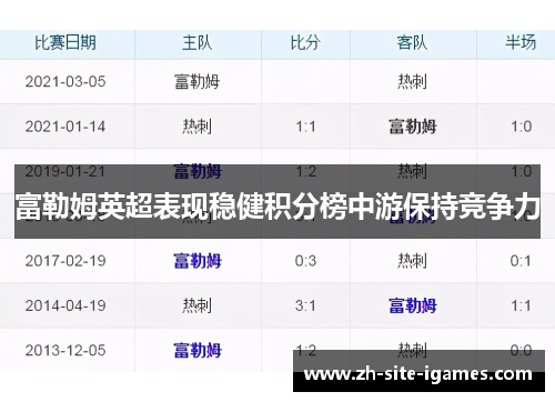 富勒姆英超表现稳健积分榜中游保持竞争力 富勒姆英超表现稳健积分榜中游保持竞争力